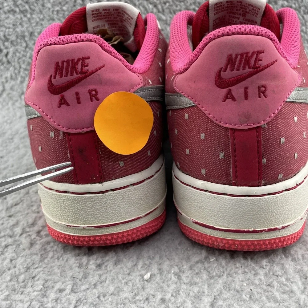 Nike Air Force 1 Shoes Youth 6.5 Red Pink‎ Dot Canvas Sports Casual Streetwear